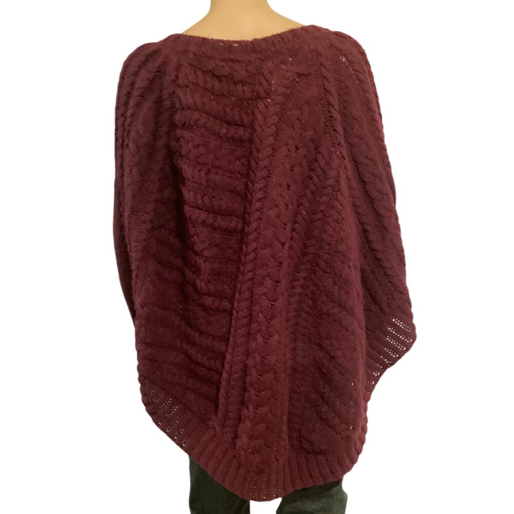 Angel of the North by Anthropologie Chunky Knit Curved Hem size XL maroon - Picture 2 of 6